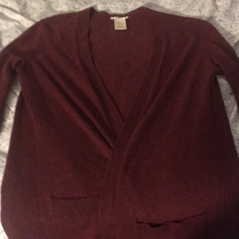 Long maroon cardigan